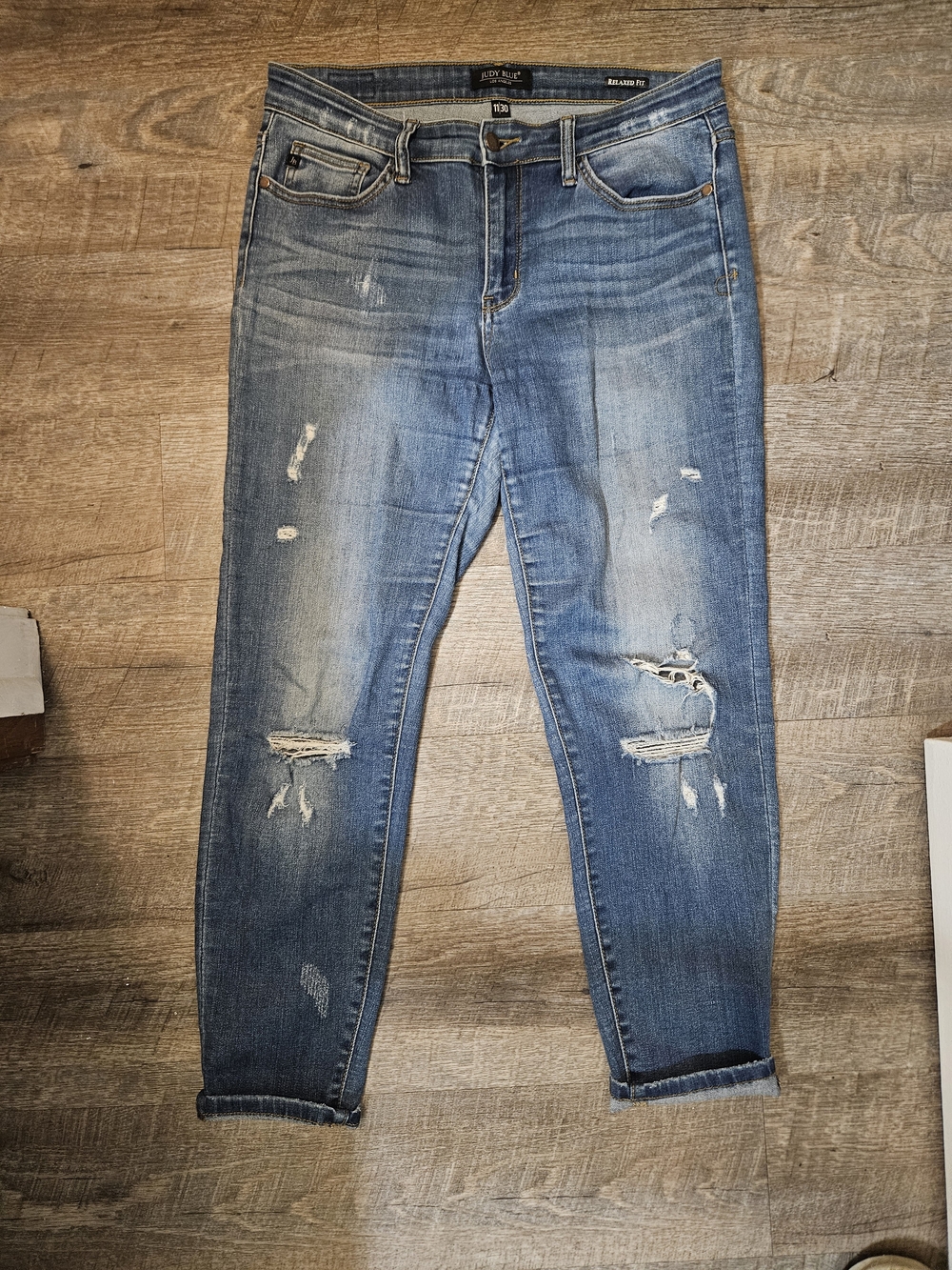Judy Blue Relaxed Fit Distressed Slim Jeans - Size: 11/30